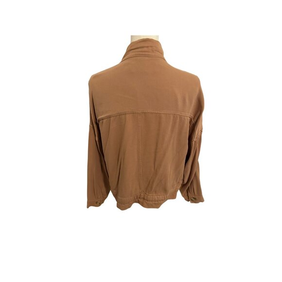 Forever Audrey Sz Small Jacket Top Cropped Cinch Bottom Tan Color - Picture 2 of 6